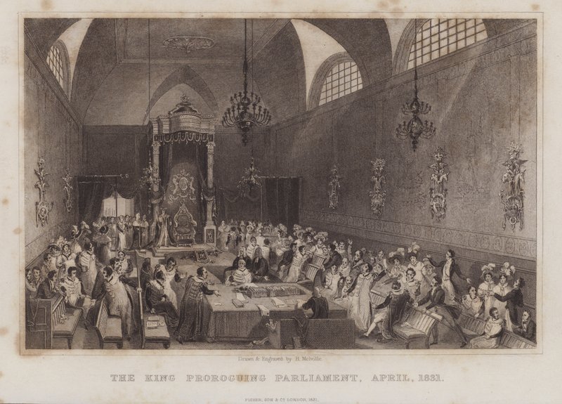 The King Proroguing Parliament, huhtikuu 1831 (kaiverrus) tekijältä English School