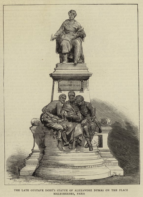 Edesmennyt Gustave Doren Alexandre Dumasin patsas Malesherbes-aukiolla, Pariisi (kaiverrus) tekijältä English School