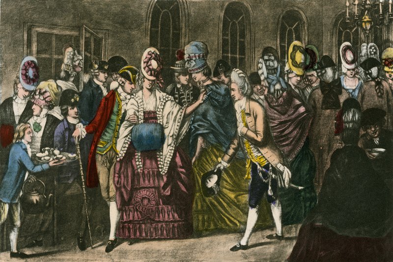 Bagnigge Wellsin pitkä huone muodin suosion huipulla vuonna 1772 tekijältä English School