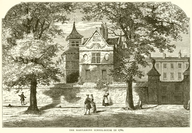 Marylebonen koulutalo vuonna 1780 tekijältä English School