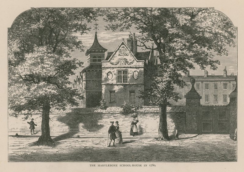 Marylebonen koulutalo vuonna 1780 tekijältä English School