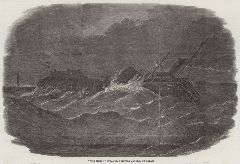 "The Menai" Steamer ajautumassa maihin, Calais