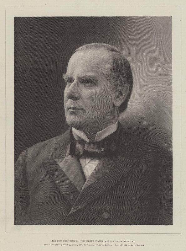 Yhdysvaltain uusi presidentti, majuri William McKinley (kaiverrus) tekijältä English School
