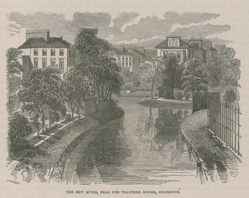 New River Head, lähellä olkikattoista taloa, Islington tekijältä English School