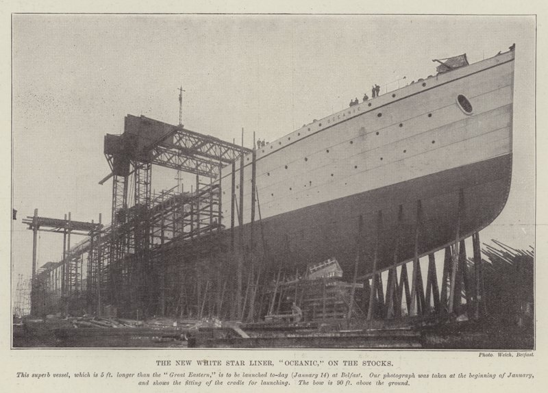 Uusi White Star Liner, "Oceanic", pörssissä (kaiverrus) tekijältä English School