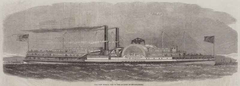 Uusi maailma, yksi Hudson River Steamers (kaiverrus) tekijältä English School