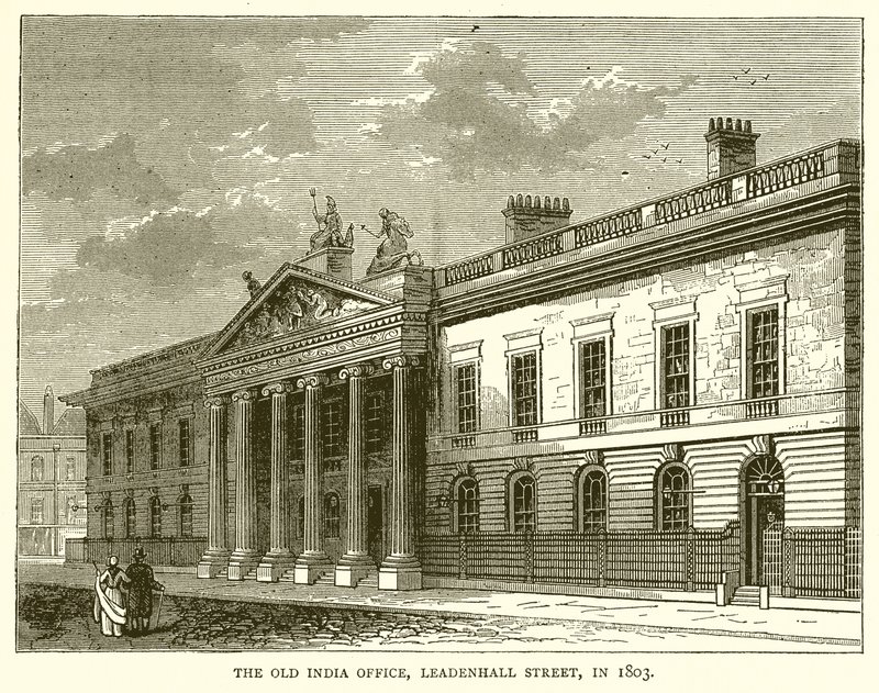 Vanhan Intian toimisto, Leadenhall Street, vuonna 1803 tekijältä English School