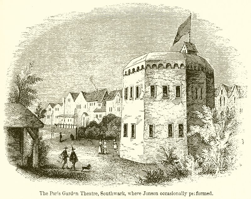 Paris Garden Theatre, Southwark, jossa Jonson esiintyi silloin tällöin tekijältä English School