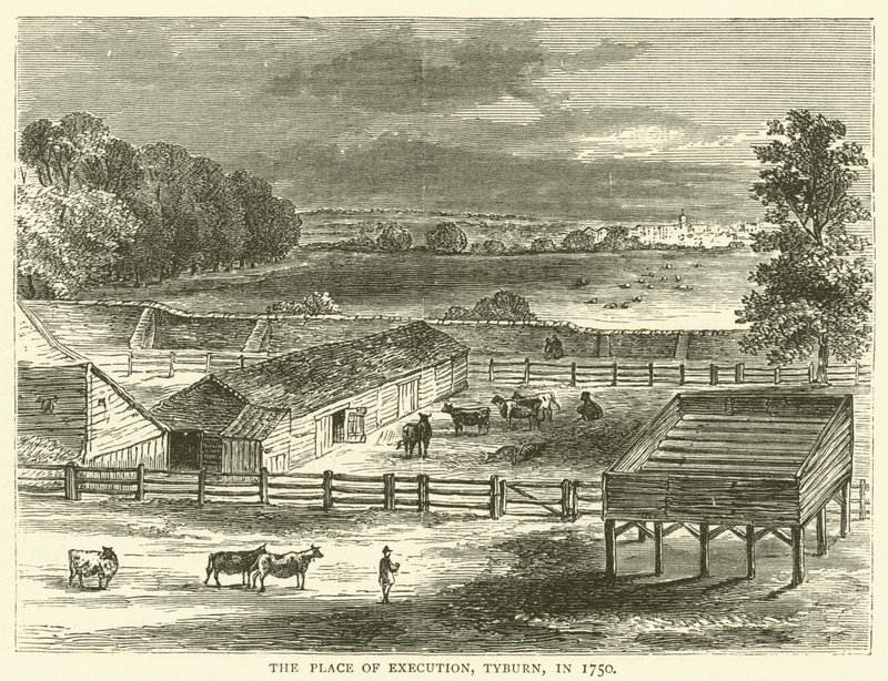 Teloituspaikka, Tyburn, vuonna 1750 tekijältä English School