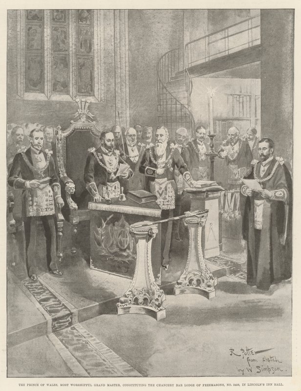 Walesin prinssi, palvovin suurmestari, joka muodostaa vapaamuurarien Chancery Bar Lodgen, nro 2456, Lincoln