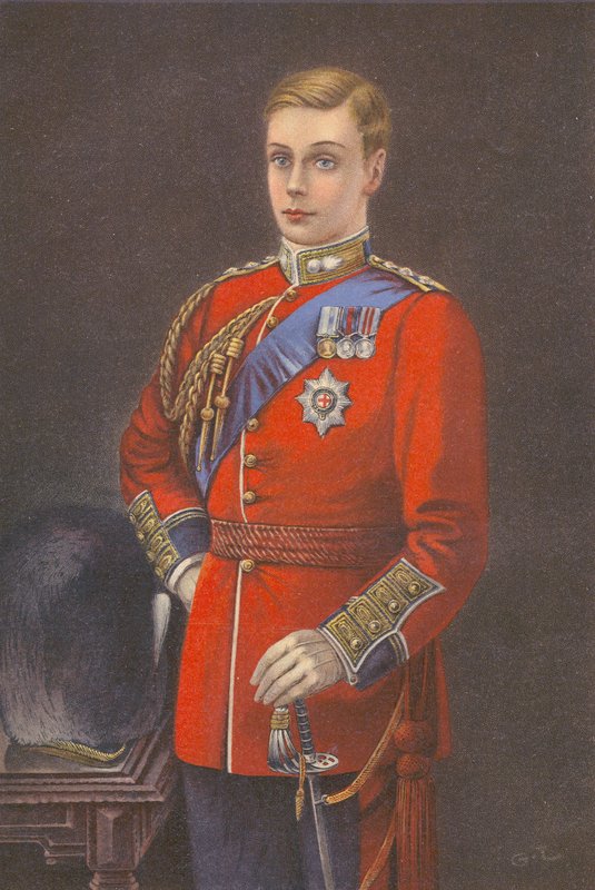 Walesin prinssi Grenadier Guardsin univormussa (värilitografia). tekijältä English School