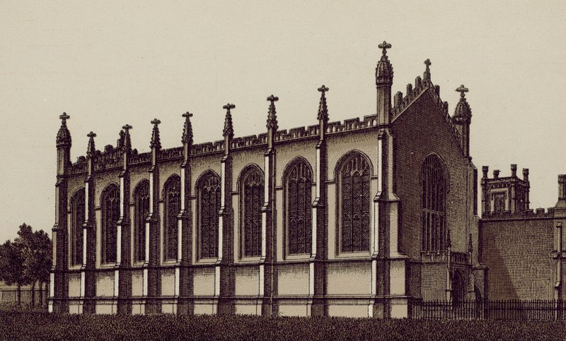 Proprietary Collegen kappeli, Cheltenham (litografia) tekijältä English School