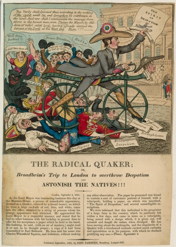Radical Quaker eli Broadbrim-matka Lontooseen kukistaakseen despotismin ja hämmästyttääkseen alkuperäisasukkaat!!! tekijältä English School