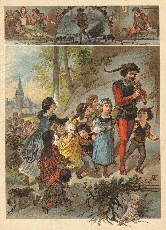 Hamelinin rotanmetsästäjä (chromolitho) tekijältä English School