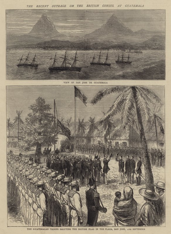 Äskettäinen raivo Ison-Britannian konsulissa Guatemalassa (kaiverrus) tekijältä English School