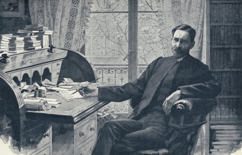 Pastori Hugh Price Hughes tutkimuksessaan (litho) tekijältä English School