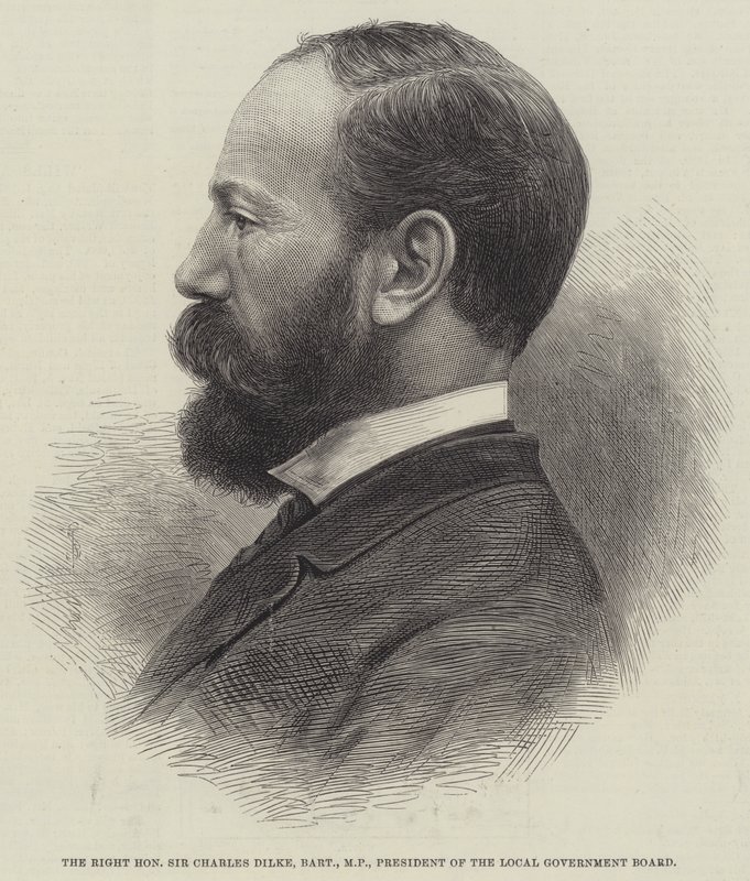 Oikea herra Sir Charles Dilke, Baronet, kansanedustaja, paikallishallinnon puheenjohtaja (kaiverrus) tekijältä English School