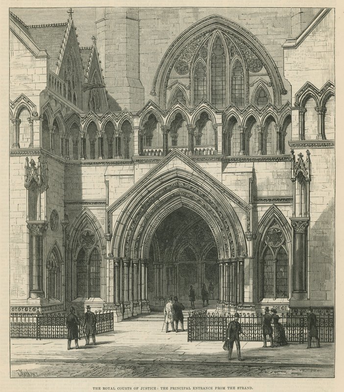 Royal Courts of Justice: Pääsisäänkäynti Strandilta tekijältä English School