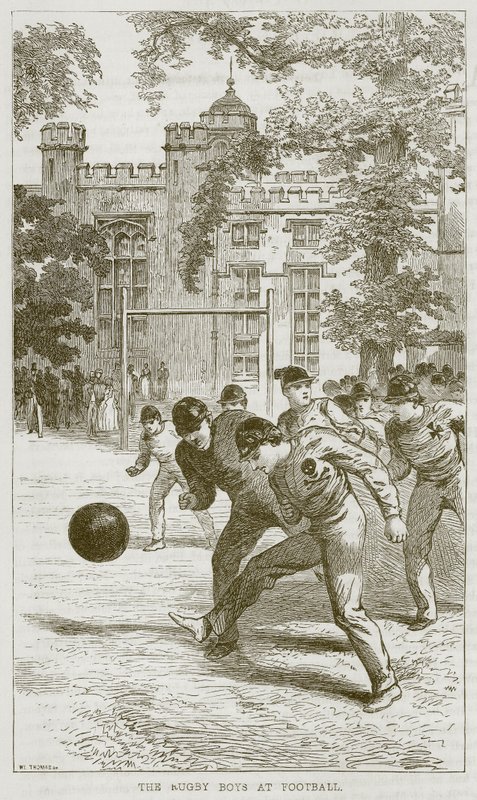 Rugby Boys at Football, kuvitus teoksesta The Boys Own Volume, n. 1860 tekijältä English School