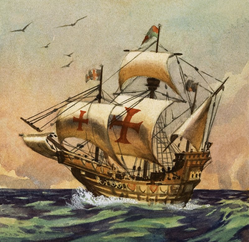 Santa Maria, joka vei Kolumbuksen Uuteen maailmaan vuonna 1492. tekijältä English School