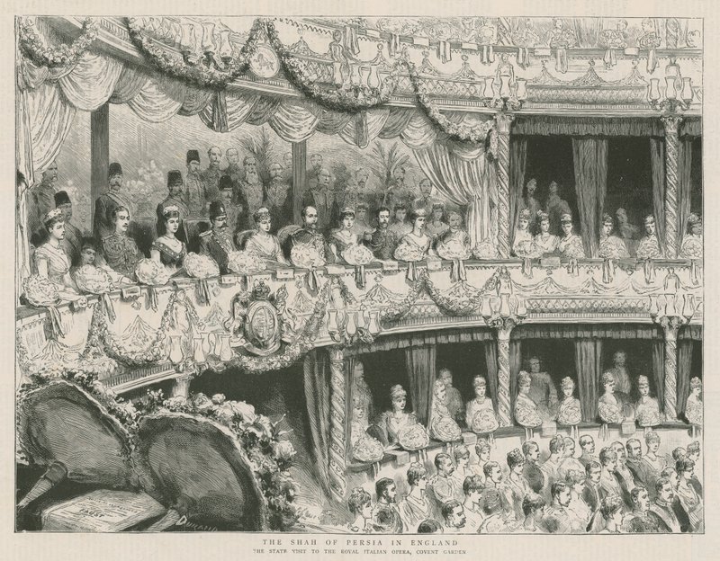 Persian Shah Englannissa; Valtiovierailu Italian kuninkaalliseen oopperaan, Covent Gardeniin tekijältä English School