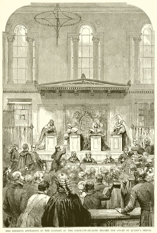 Serjeant-at-arms:n huostassa olevat sheriffit Court of Queens Benchissä tekijältä English School