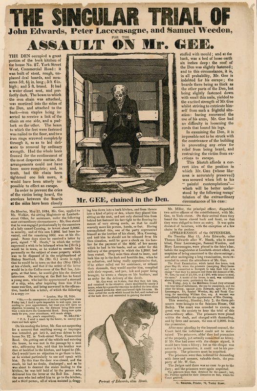 Yksittäinen oikeudenkäynti herra Geen hyökkäyksestä, 1834 tekijältä English School