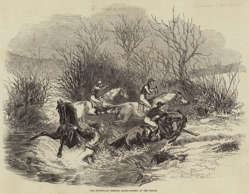 Southgate Steeple Chase, Scene at the Brook (kaiverrus) tekijältä English School