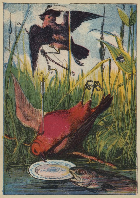 Sparrow, Cock Robin ja the Fish (väri litho) tekijältä English School
