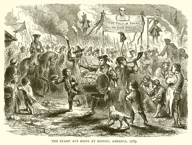 The Stamp Act -mellakat Bostonissa, Amerikassa, 1765 tekijältä English School