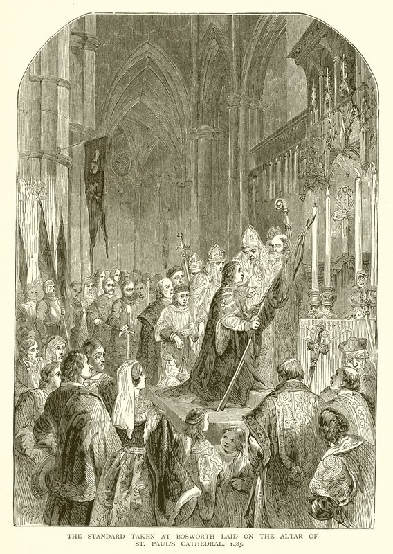 Standardi, joka on otettu Bosworthissa St. Paulin katedraalin alttarille, 1485 tekijältä English School