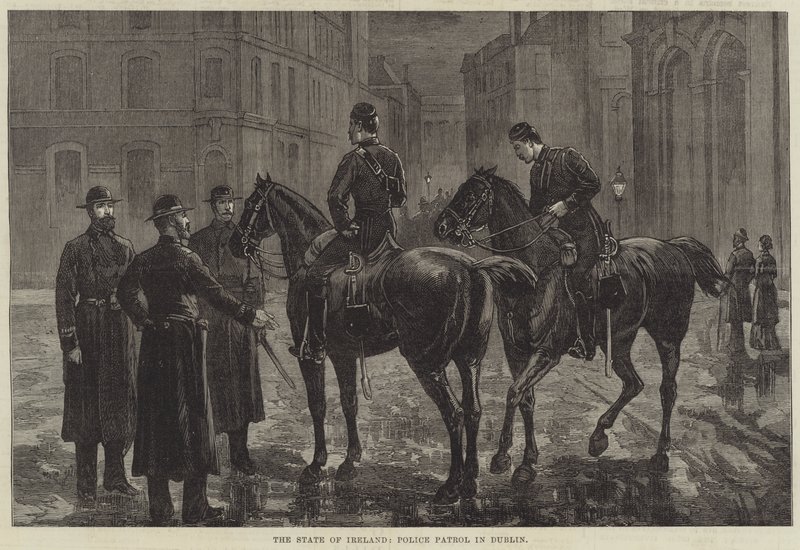 Irlannin osavaltio, poliisipartio Dublinissa (kaiverrus) tekijältä English School