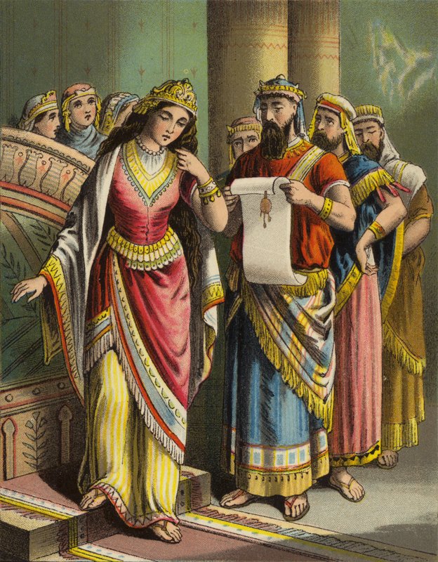La història de la reina Ester: la desgràcia de Vashti (litografia de color) finlandès tekijältä English School