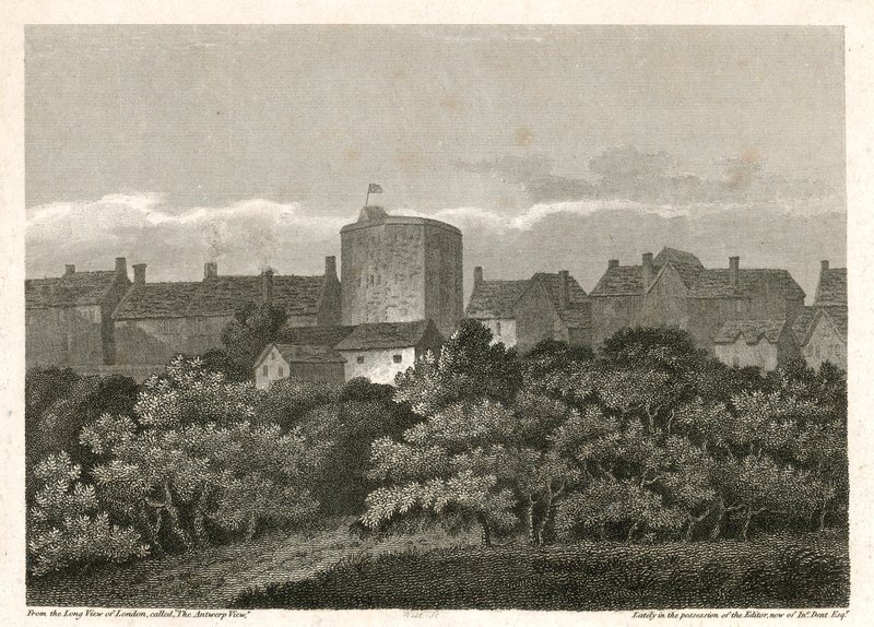 Joutsenteatteri Banksidessa sellaisena kuin se esiintyi vuonna 1614 jKr tekijältä English School