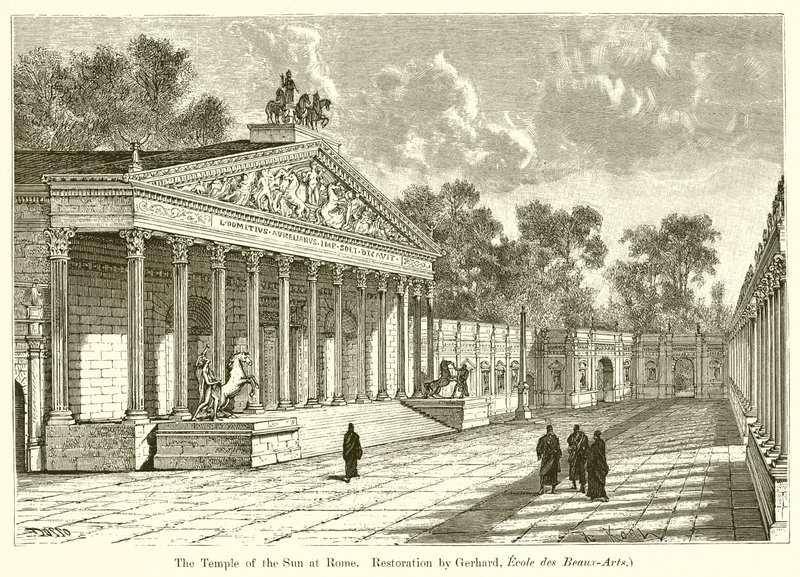 Auringon temppeli Roomassa. Restaurointi Gerhard, Ecole des Beaux-Arts) tekijältä English School