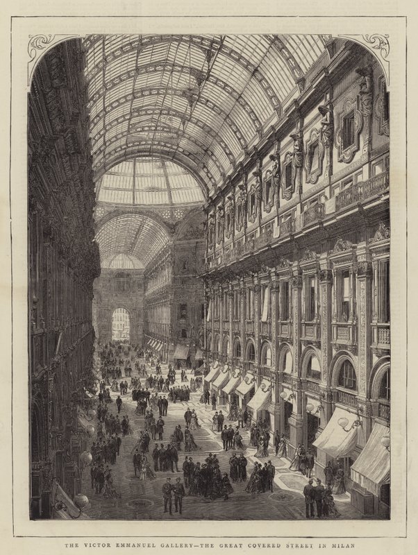 Victor Emmanuel -galleria, Suuri katettu katu Milanossa (kaiverrus) tekijältä English School