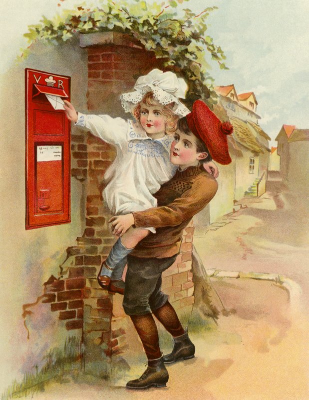 The Village Letter-Box (värilitografia) tekijältä English School