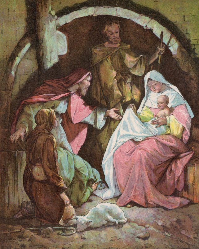 Viisaat löytävät Jeesus-lapsen (väri litho) tekijältä English School