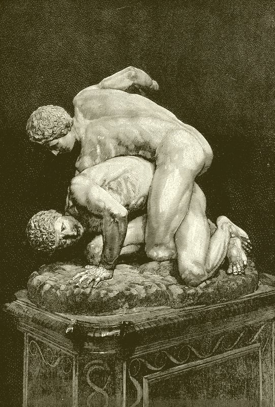 Painijat. Marmoriryhmä Uffizin galleriassa Firenzessä (kaiverrus). tekijältä English School