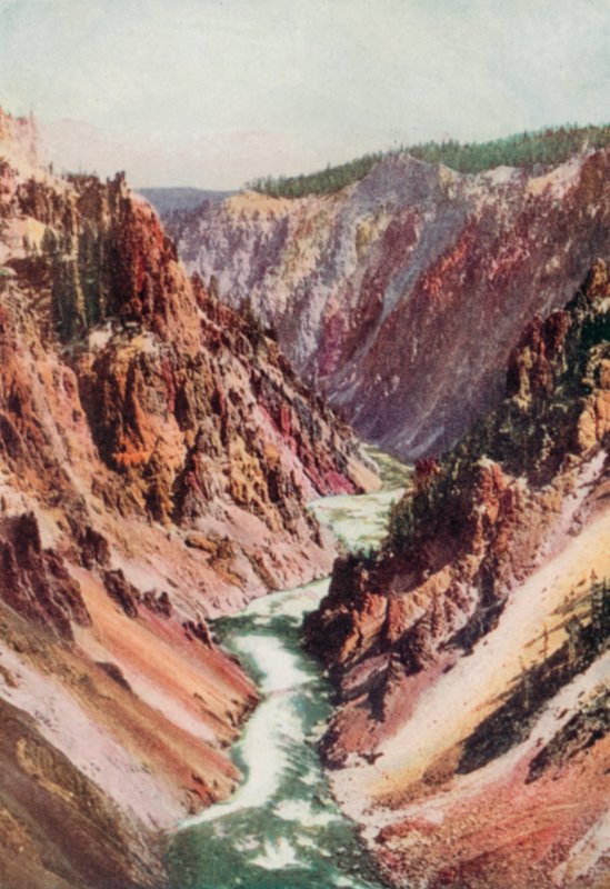 Yellowstone-joki (värilitografia) tekijältä English School