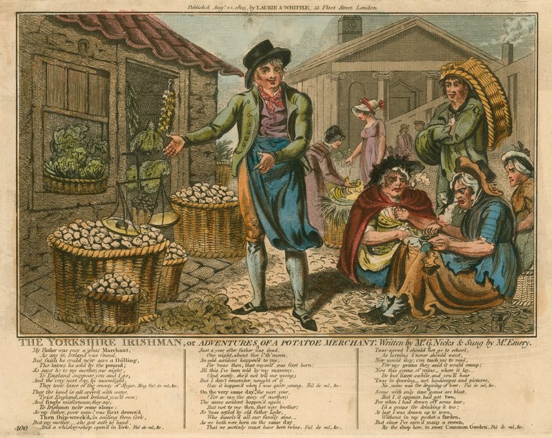 Yorkshiren irlantilainen; tai Adventures of a Potato Merchant, kirjoittanut G Nicks, laulanut herra Emery tekijältä English School