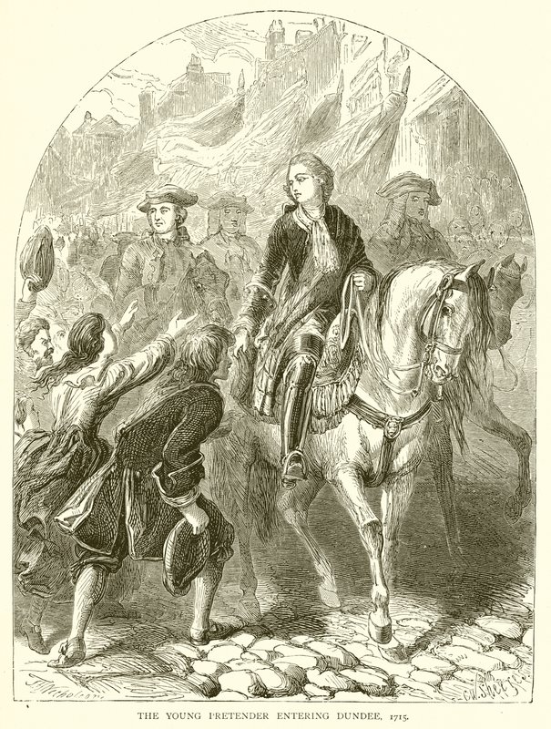 Nuori teeskentelijä saapumassa Dundeeen, 1715 tekijältä English School