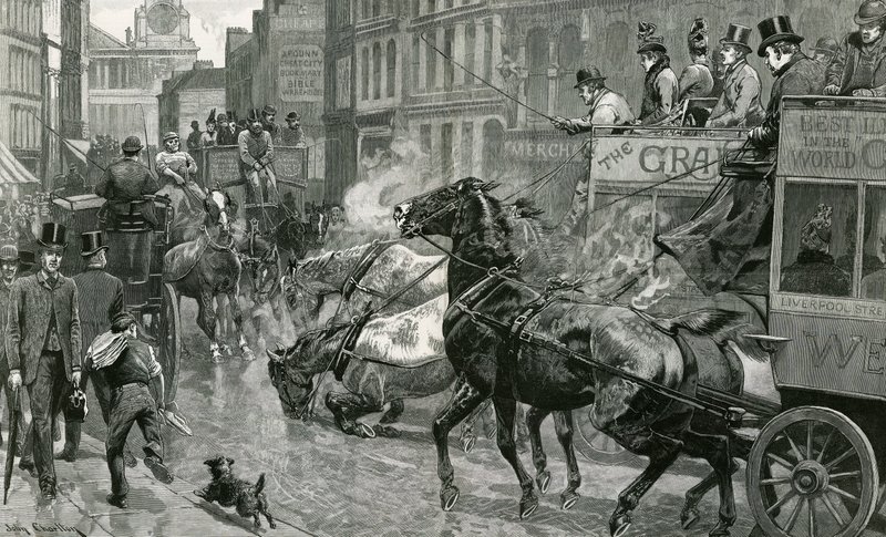 Lontoon katujen taistelu - Ludgate Hill liukkaana päivänä tekijältä English School