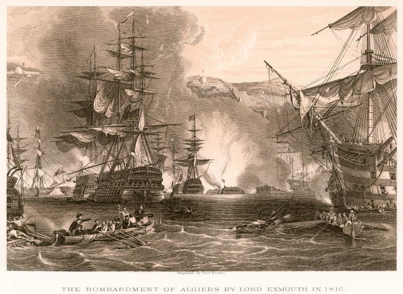 Lord Exmouth pommitti Algeriaa vuonna 1816 tekijältä English School