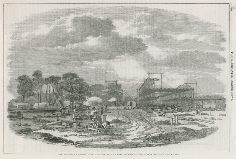 Lontoon Hyde Parkissa sijaitseva rakennus vuoden 1851 suurta näyttelyä varten tekijältä English School