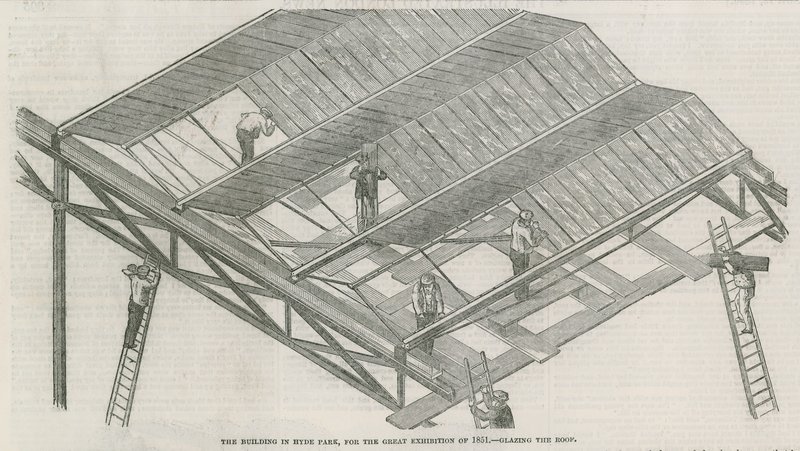 Lontoon Hyde Parkissa sijaitseva rakennus vuoden 1851 suurta näyttelyä varten tekijältä English School