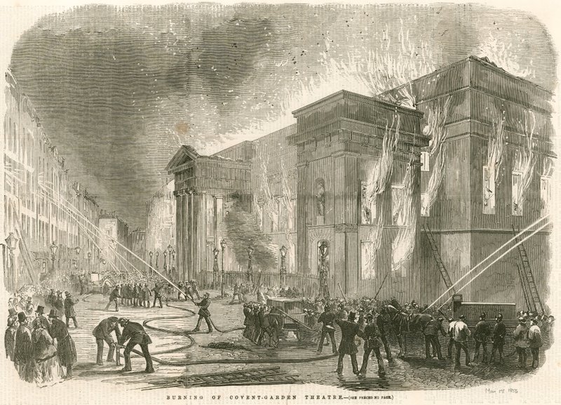 Covent Garden Theatren palo, Lontoo, aamulla 5. maaliskuuta 1856 tekijältä English School