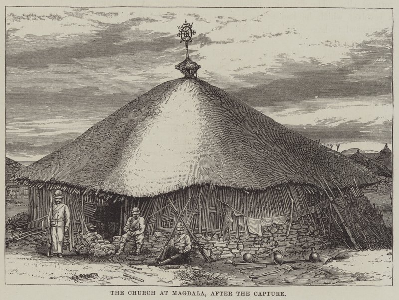 Magdalan kirkko vangitsemisen jälkeen (kaiverrus). tekijältä English School
