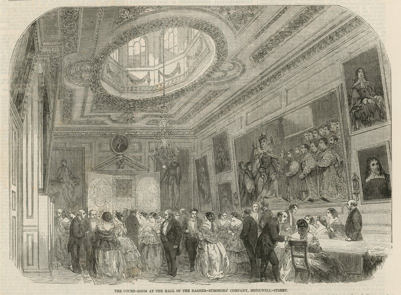 Oikeussali Barber-Surgeons Companyn aulassa, Monkwell Street, Lontoo tekijältä English School