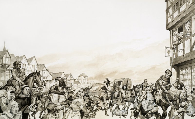 Keskiajan Lontoon likaiset kadut tekijältä English School